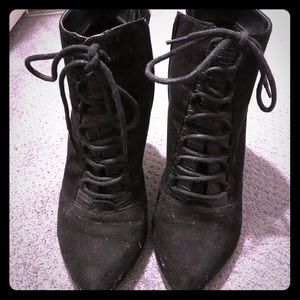 Black Heeled Lace Up Boots